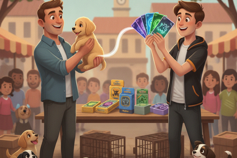 Criadores de cães oferecem filhotes em troca de cartas Pokémon